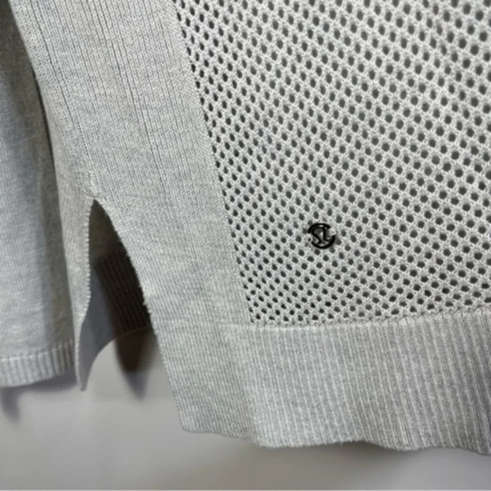 Lululemon Well Being Sweater Heathered Grey Size 12 Cashmere Blend Crew Neck